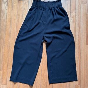 H&M Black Wide-Leg Capris with Elastic Waist